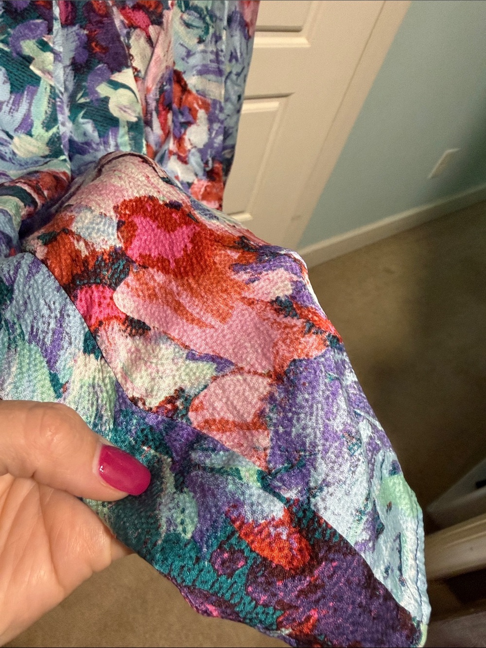 Magaschoni floral pure silk maxi dress with belt 6 designer satin - Picture 8 of 10